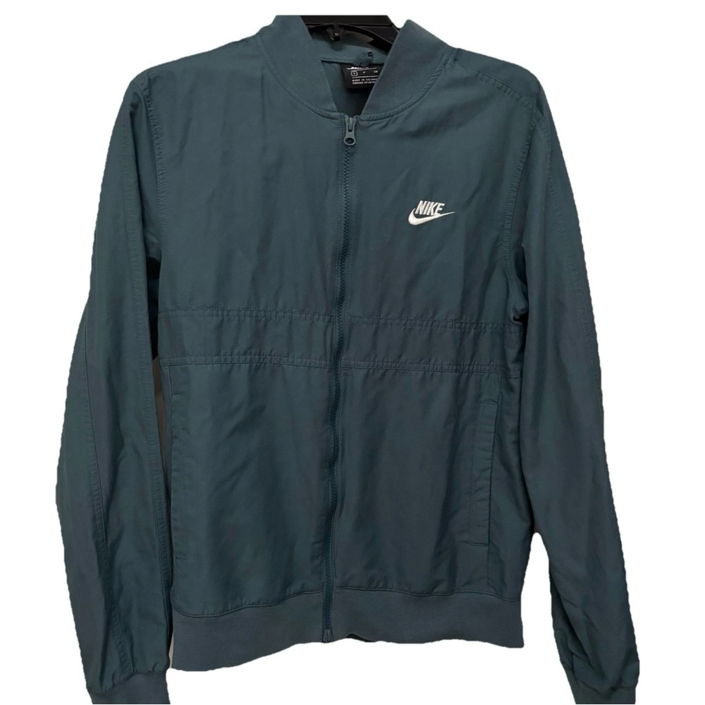 Nike Sportswear Jacket Mens S Club Woven Full Zip Bomber Blue Green Players